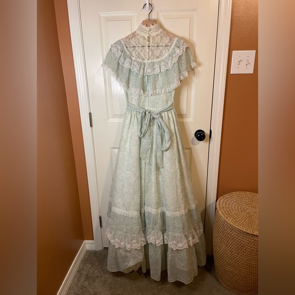 Gunne Sax Victorian Vintage 1970s Blue Floral Lace Dress in Size 5 *Rare* - Picture 14 of 16